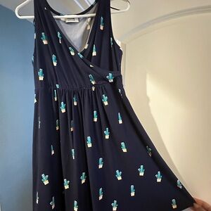 Cactus Print Navy Dress
